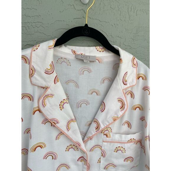 Ann Taylor Loft Sz M Rainbow Button Down Sleep Shirt - Picture 2 of 9